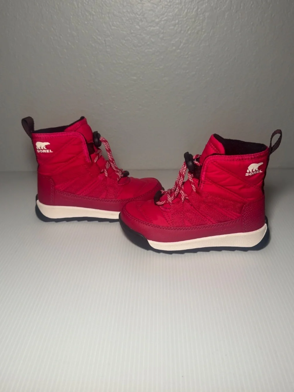 Sorel Girls Whitney 2 Waterproof Red Winter Boots with Pull Loop